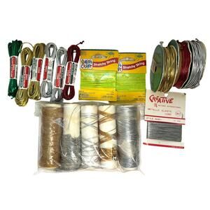 Large Lot of Metallic Elastic Cord Thread Various Colors Sizes Bulk New and Used